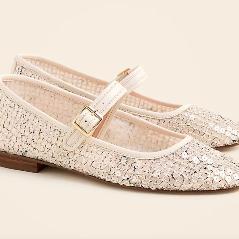 J. Crew Cream Sequin Flats